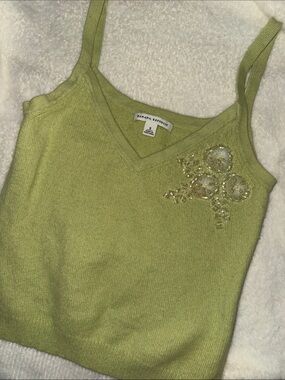 Banana Republic Light Green Beaded Knit Cami